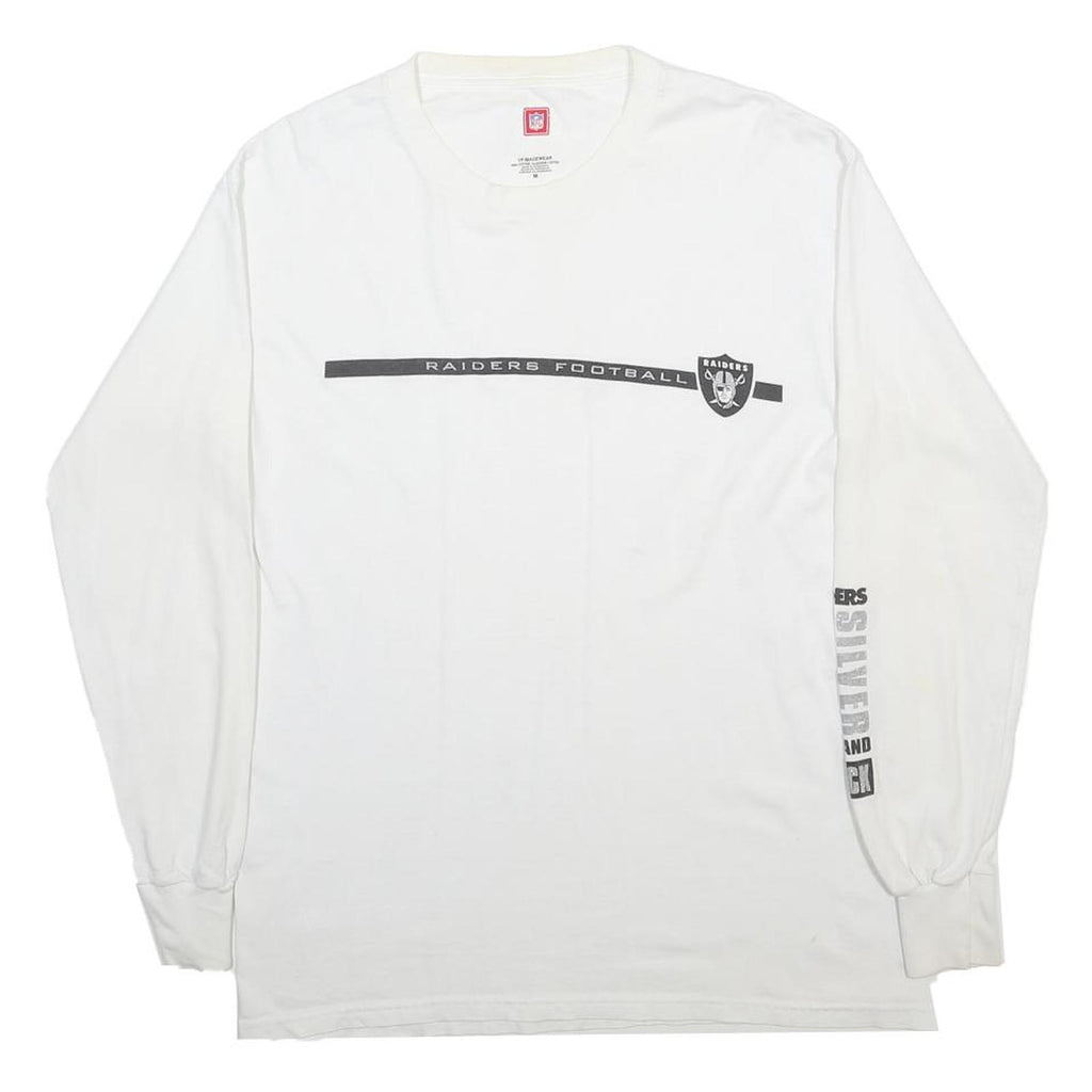 NFL Mens White Raiders Football Graphic Long Sleeve Crew Neck T-Shirt M