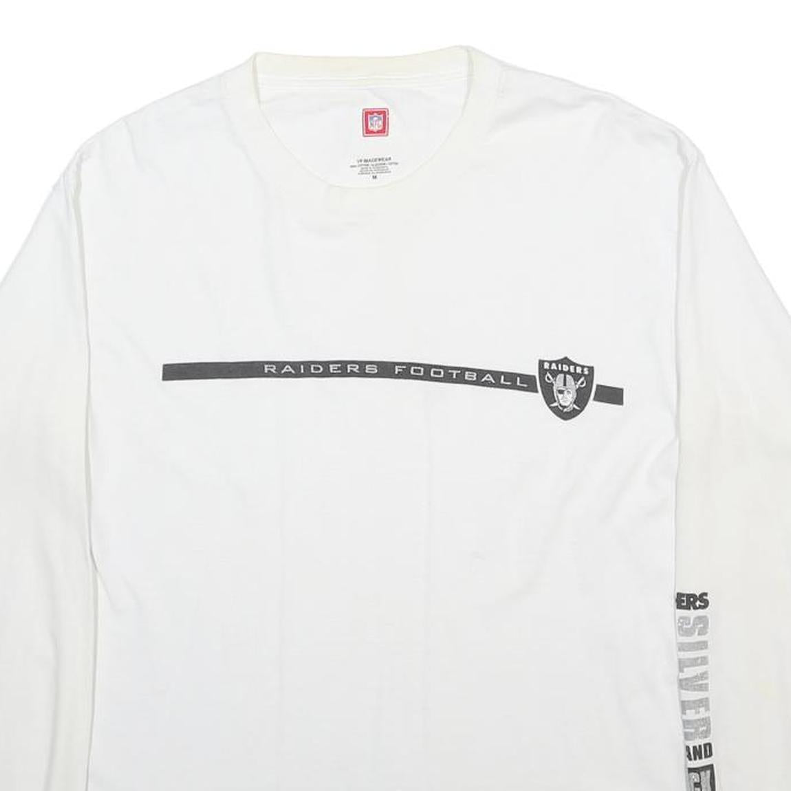 NFL Mens White Raiders Football Graphic Long Sleeve Crew Neck T-Shirt M