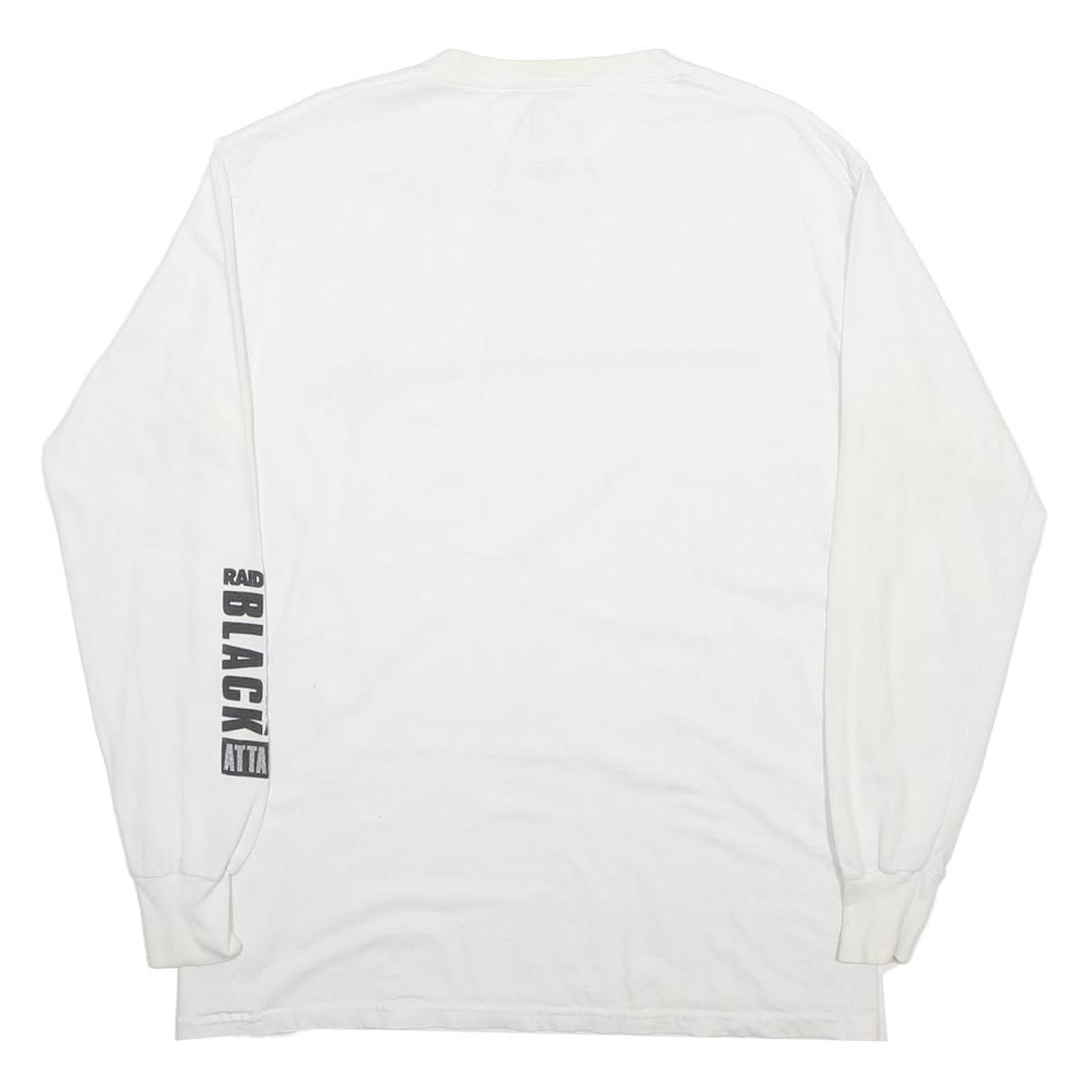 NFL Mens White Raiders Football Graphic Long Sleeve Crew Neck T-Shirt M