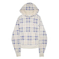 CHAMPION REVERSE WEAVE Mens Cream & Blue Plaid Pullover Hoodie S Cotton Blend