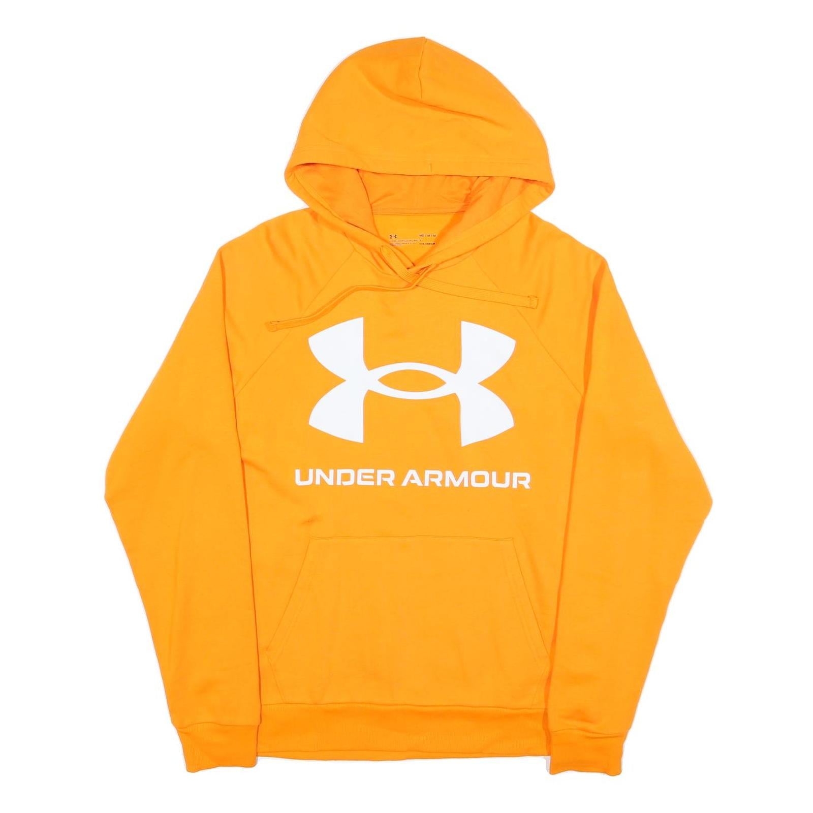 UNDER ARMOUR Mens Orange Hoodie M Cotton Pullover Casual Sportswear