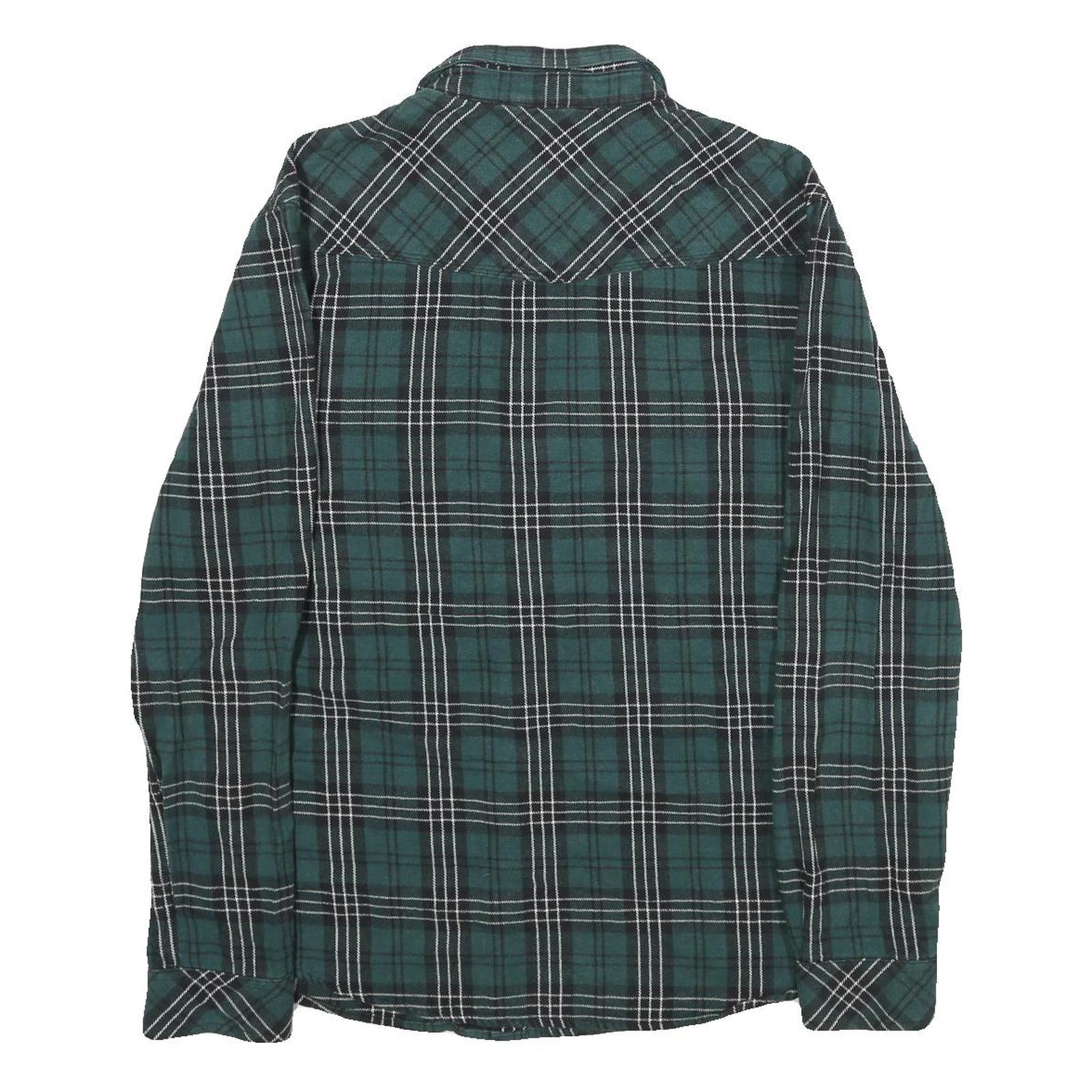 WIND RIVER Mens Green & Black Check Shirt L Cotton Long Sleeve Casual