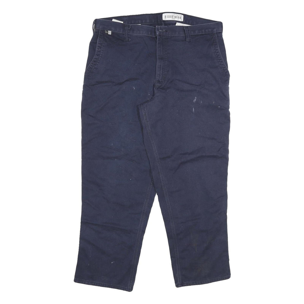 CARHARTT Mens Cotton Blend Navy Relaxed Straight Trousers W38 L30 Workwear