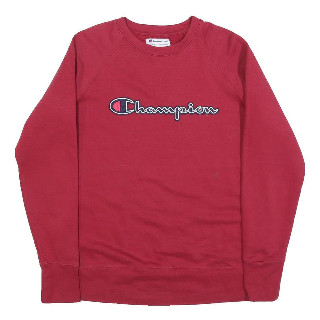 CHAMPION Mens Red Cotton Blend Crew Neck Sweatshirt M Classic Logo Casual