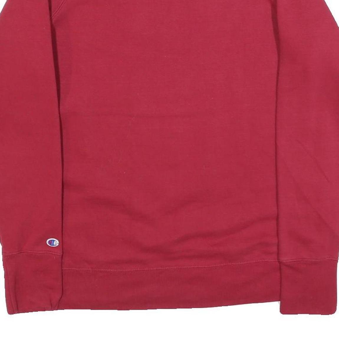 CHAMPION Mens Red Cotton Blend Crew Neck Sweatshirt M Classic Logo Casual