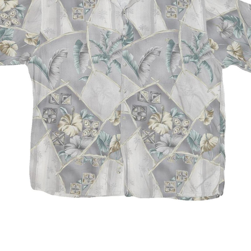 HALF MOON BAY Mens Grey & Cream Floral Rayon Shirt 2XL Summer Casual