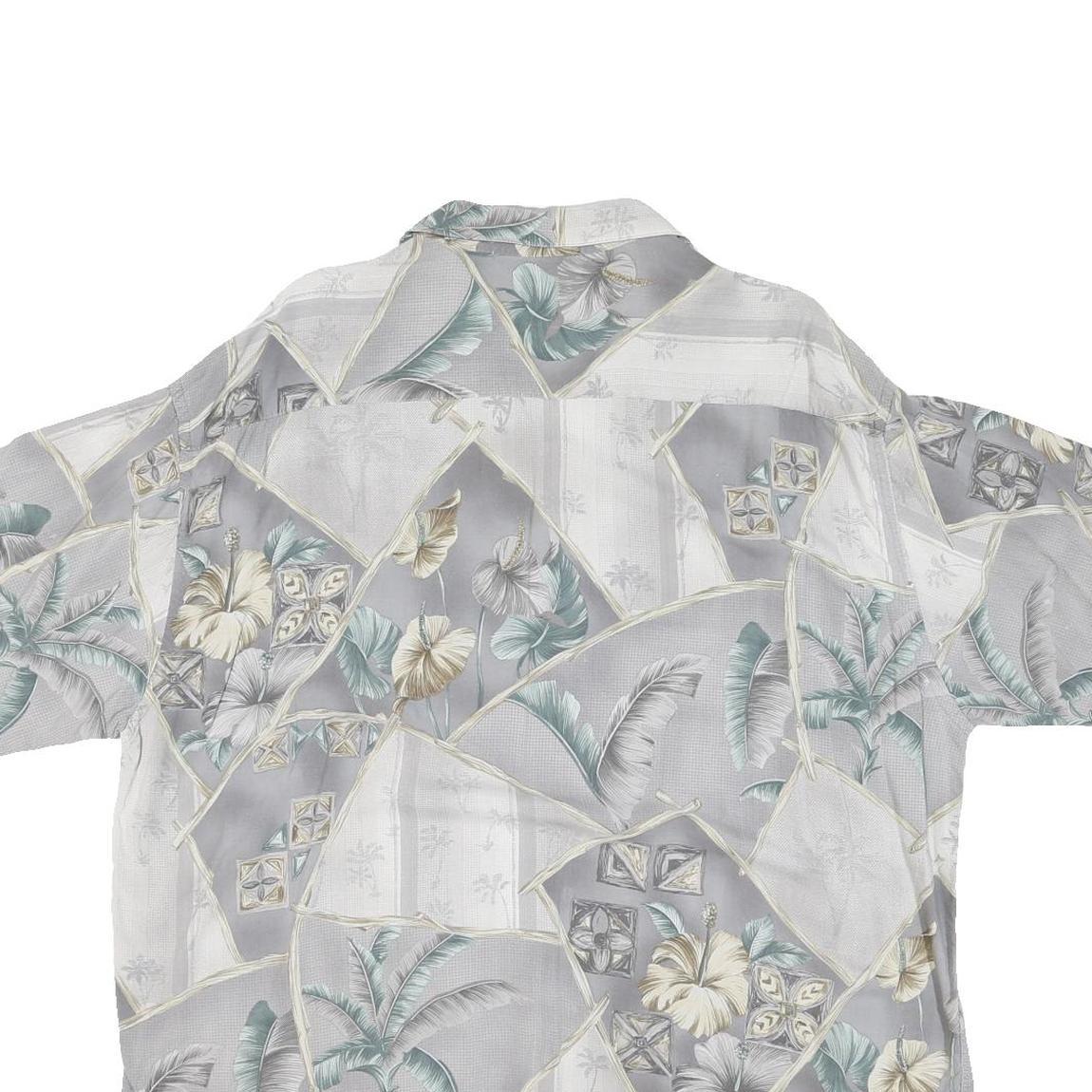 HALF MOON BAY Mens Grey & Cream Floral Rayon Shirt 2XL Summer Casual
