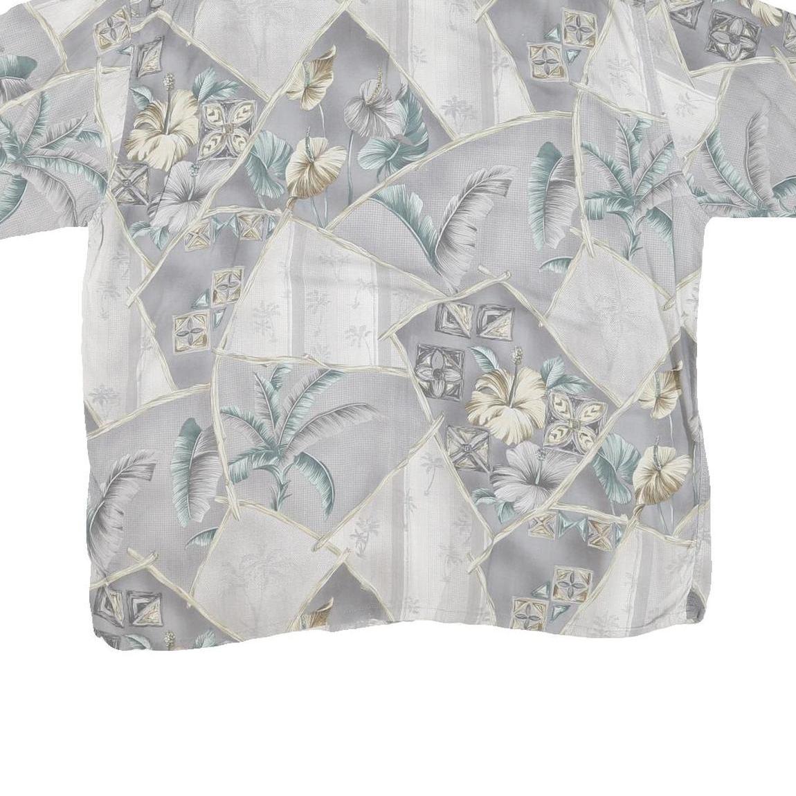 HALF MOON BAY Mens Grey & Cream Floral Rayon Shirt 2XL Summer Casual