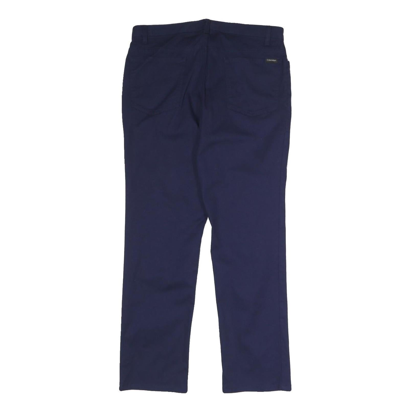 CALVIN KLEIN Womens Cotton Blend Navy Regular Fit Trousers W31 L27 Zip Casual