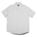 TOMMY HILFIGER Mens White & Navy Blue Dot Pattern Shirt M Button-Down Short