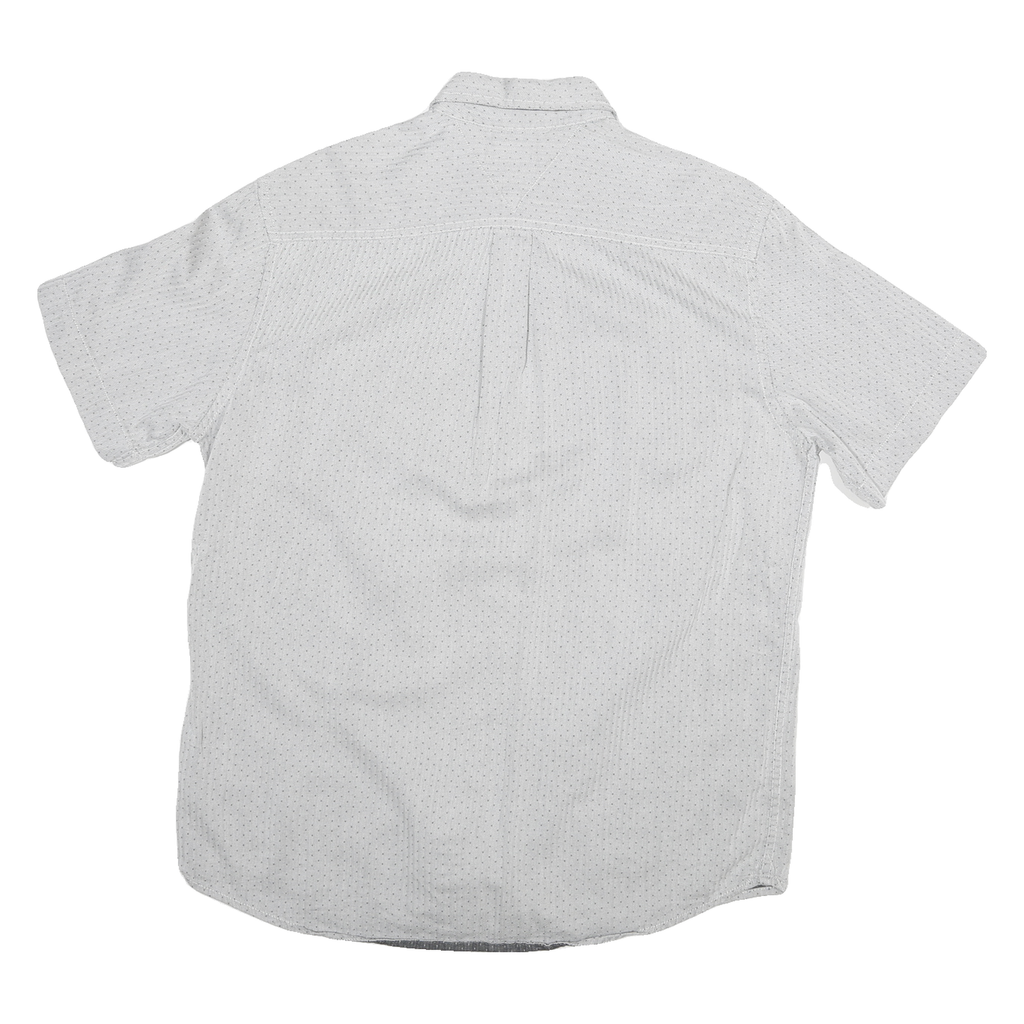 TOMMY HILFIGER Mens White & Navy Blue Dot Pattern Shirt M Button-Down Short