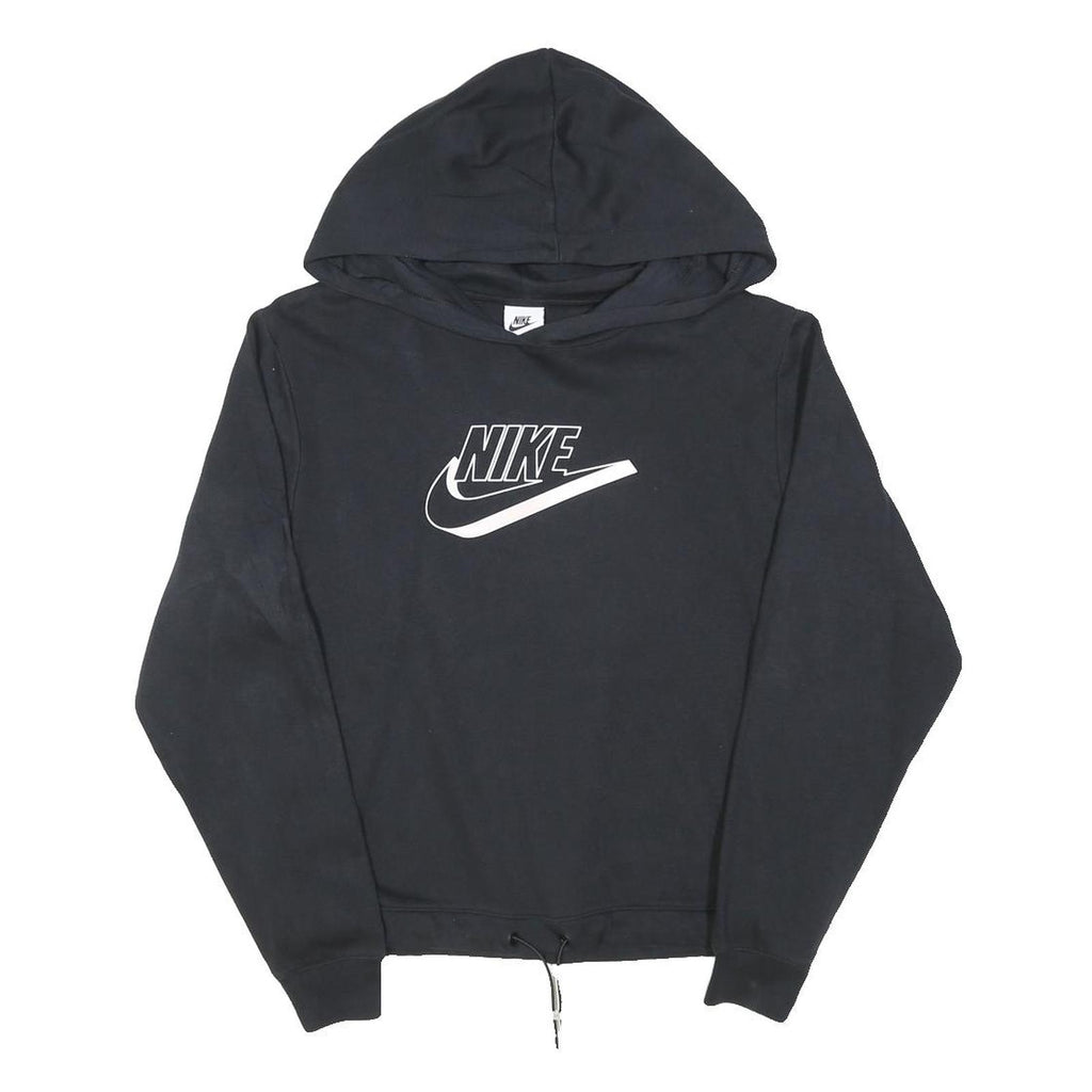 NIKE Womens Black Hoodie S Cotton Blend Logo Sweatshirt Casual Fashion