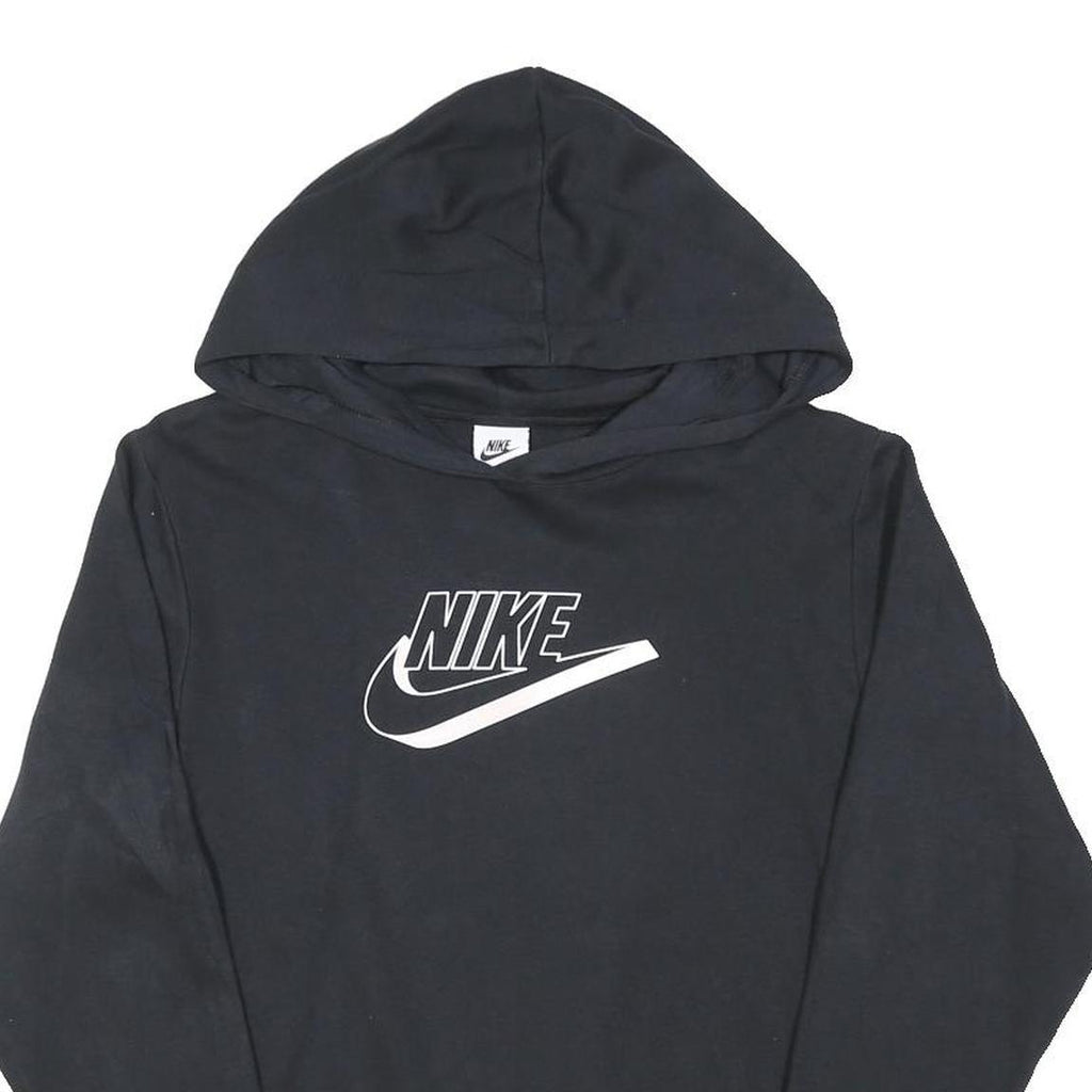 NIKE Womens Black Hoodie S Cotton Blend Logo Sweatshirt Casual Fashion