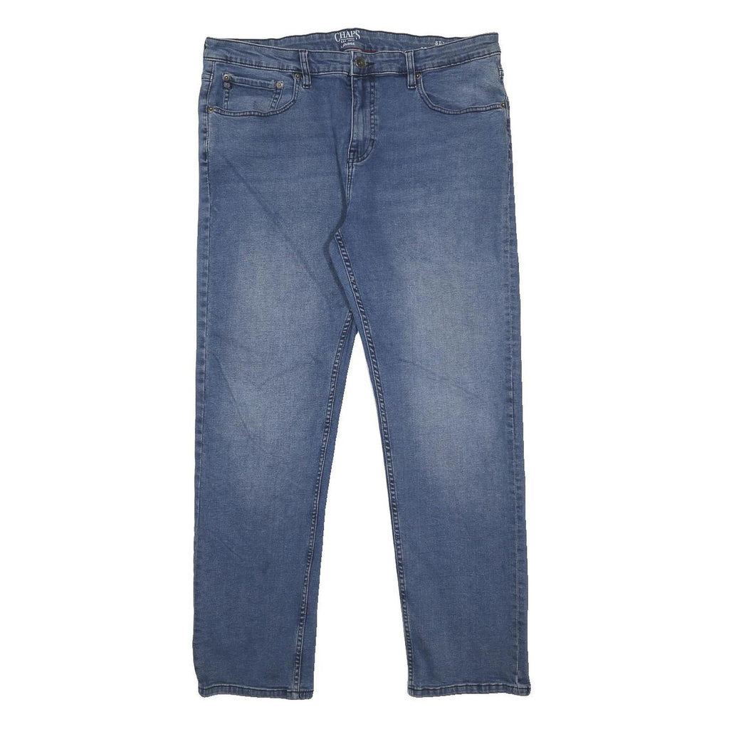 CHAPS Mens Slim Blue Denim Jeans Cotton Blend W36 L32 Classic Zip Pockets