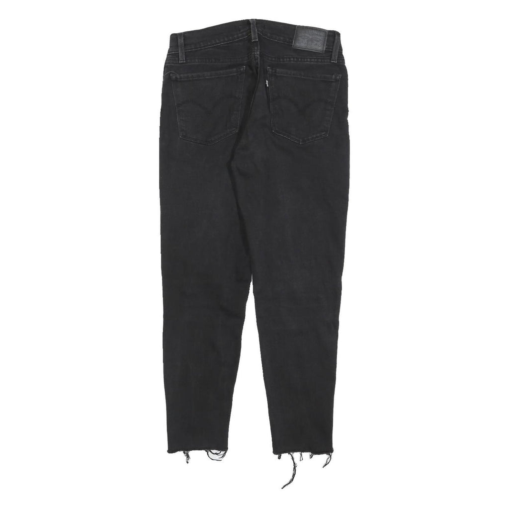 LEVI'S 710 Womens Jeans Black Slim Skinny Denim Raw W29 L24 Frayed Hem