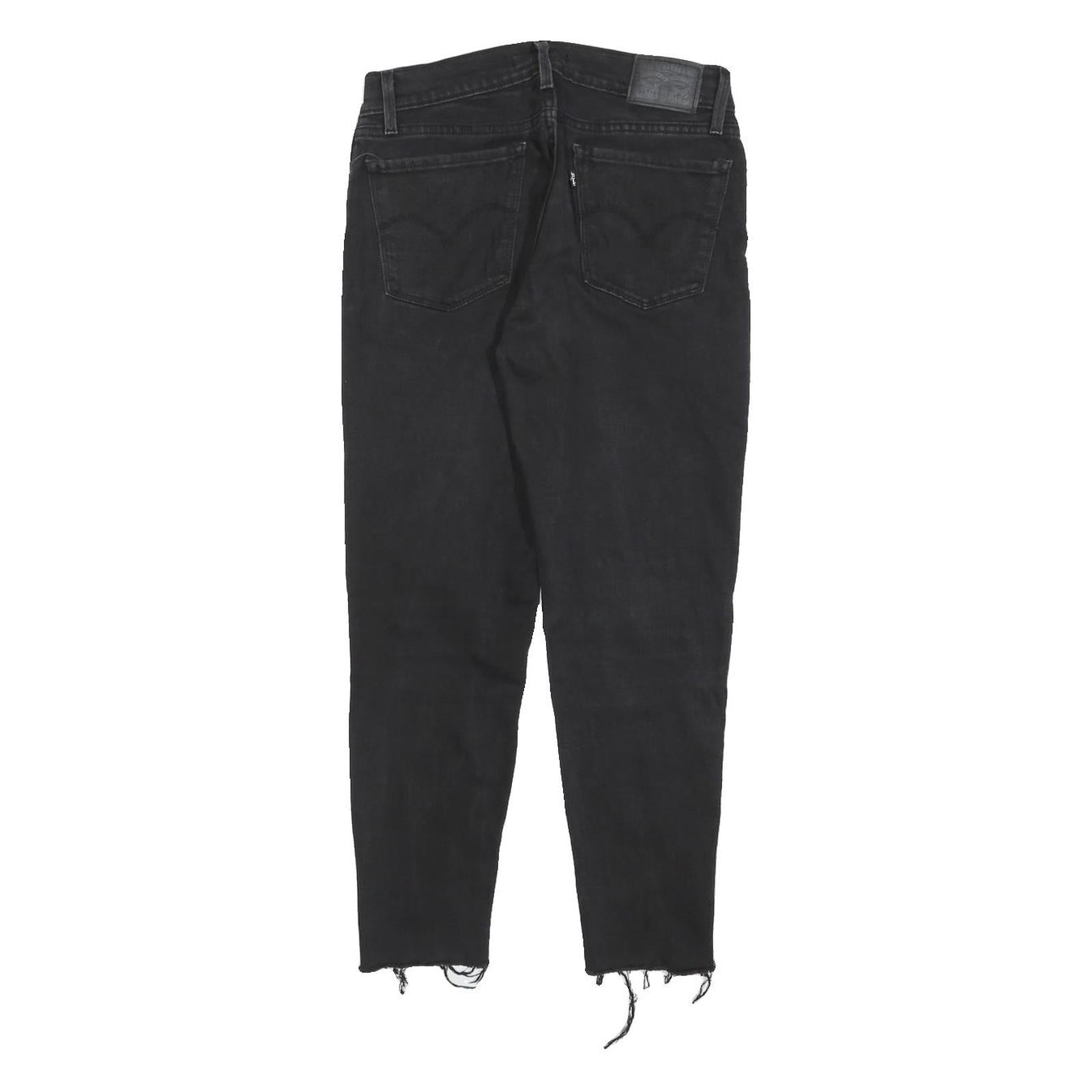 LEVI'S 710 Womens Jeans Black Slim Skinny Denim Raw W29 L24 Frayed Hem