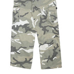 Womens Relaxed Fit Cotton Blend Grey & White Camouflage Cargo Trousers W24 L25
