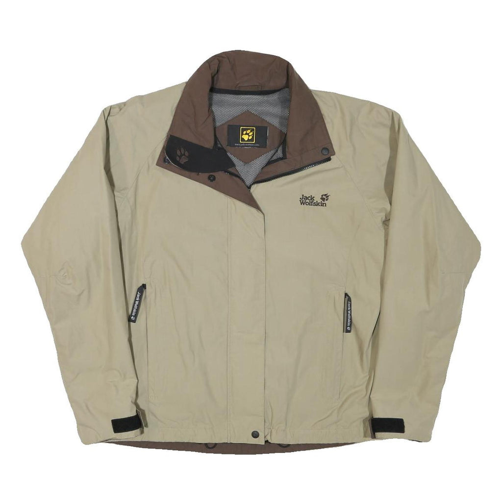 JACK WOLFSKIN Womens Beige & Brown Outdoor Jacket L Polyester Blend Zip Casual