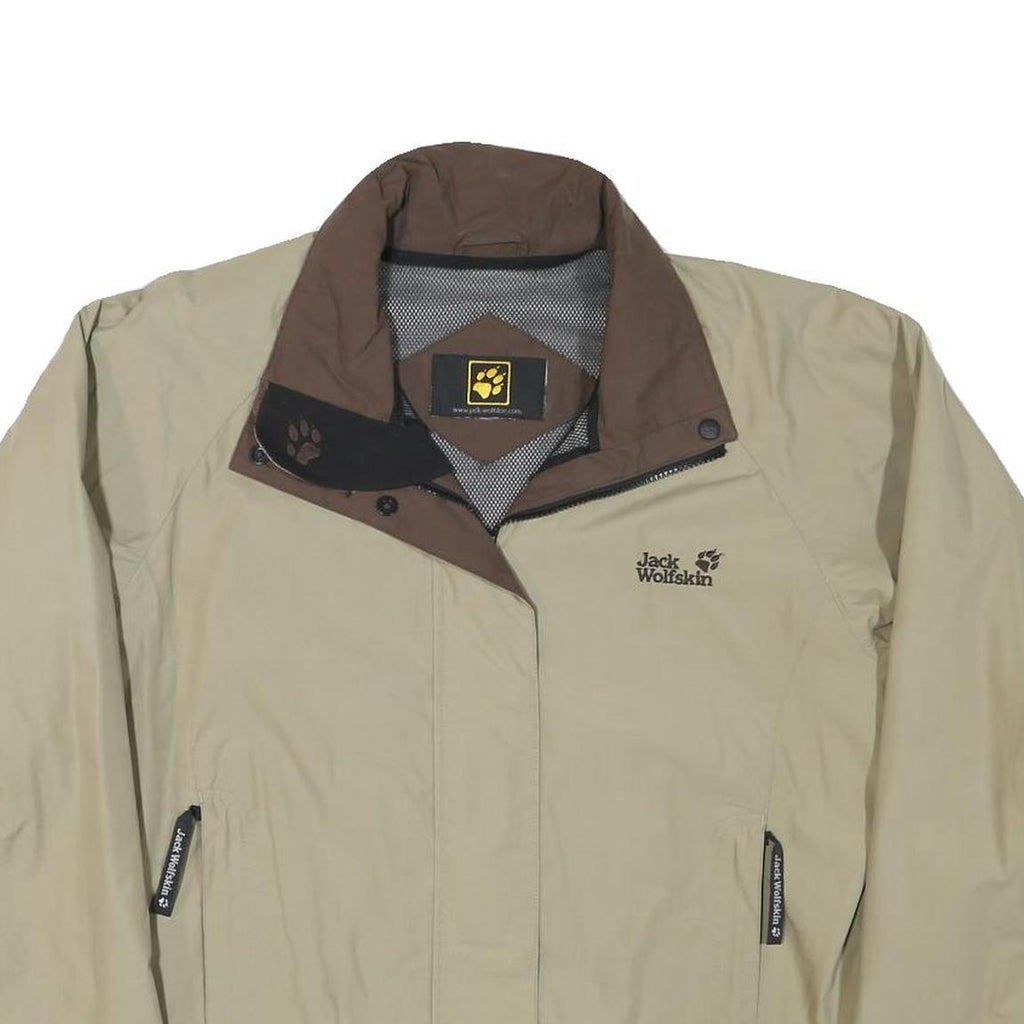JACK WOLFSKIN Womens Beige & Brown Outdoor Jacket L Polyester Blend Zip Casual