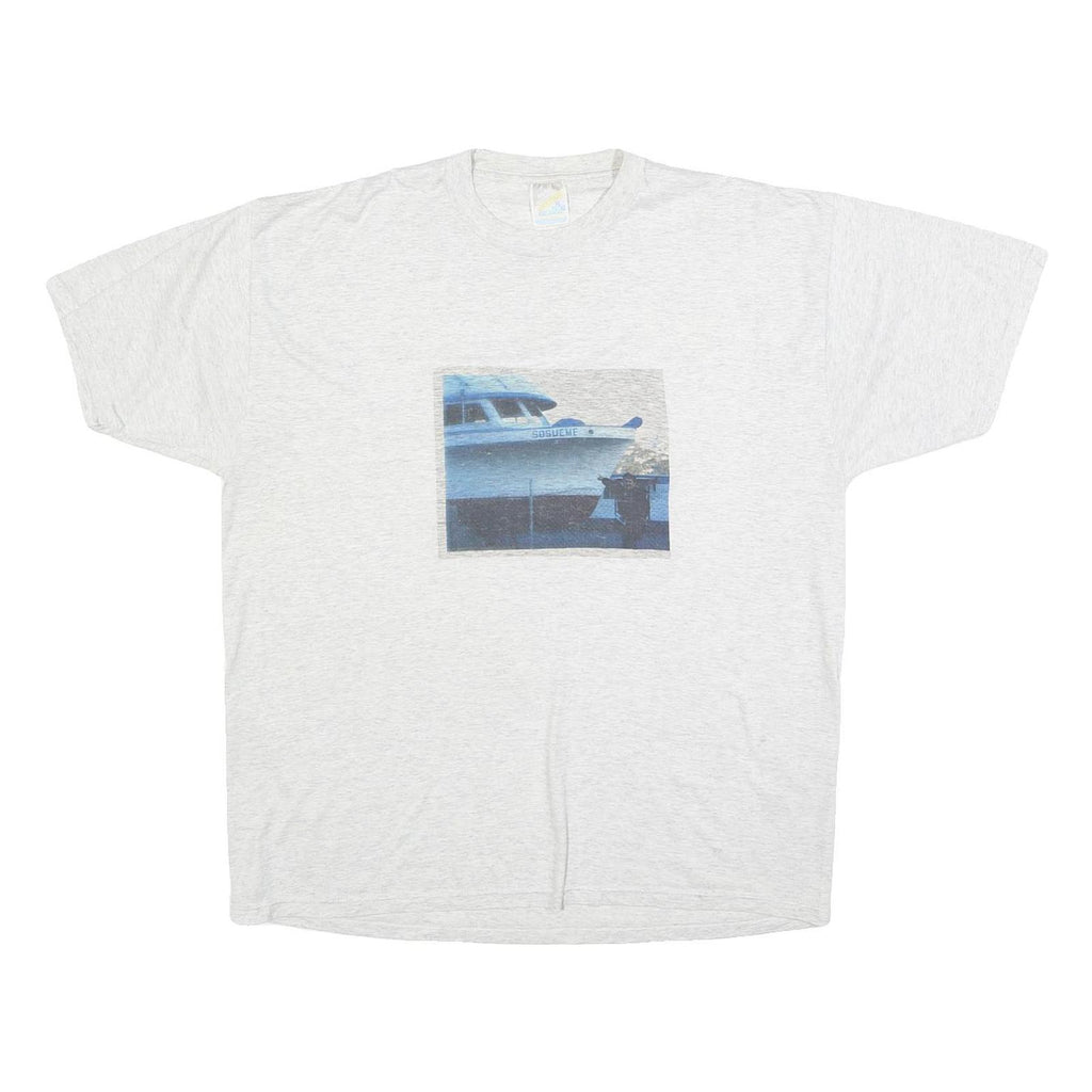 JERZEES Mens White XL Graphic T-Shirt Short Sleeve Crew Neck Cotton Blend