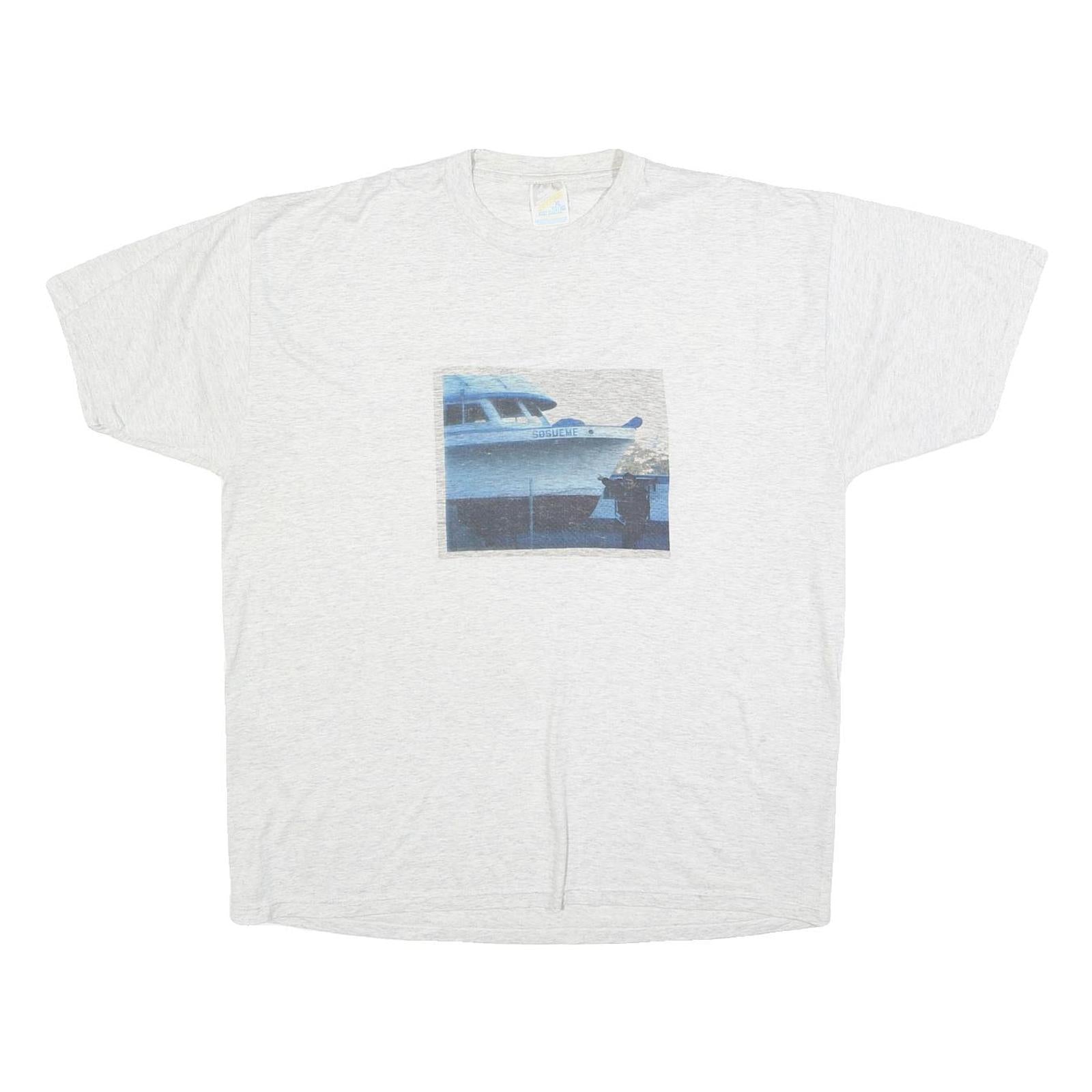 JERZEES Mens White XL Graphic T-Shirt Short Sleeve Crew Neck Cotton Blend