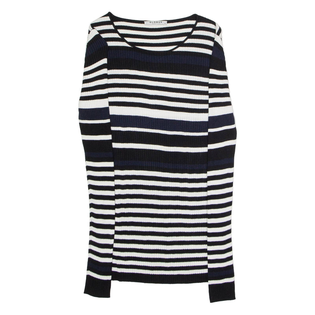 GLOBUS ESSENTIALS Womens Patterned Jumper Blue Striped Tight Knit Viscose M