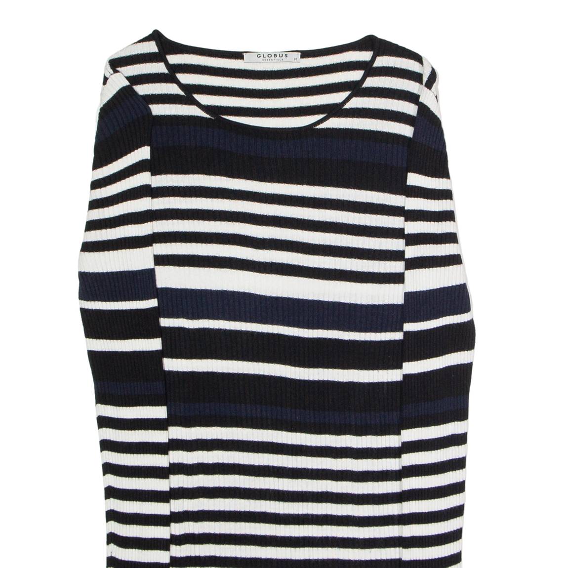 GLOBUS ESSENTIALS Womens Patterned Jumper Blue Striped Tight Knit Viscose M