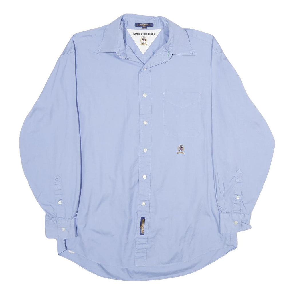 TOMMY HILFIGER Mens Blue Classic Cotton Shirt L Formal Button Long Sleeve