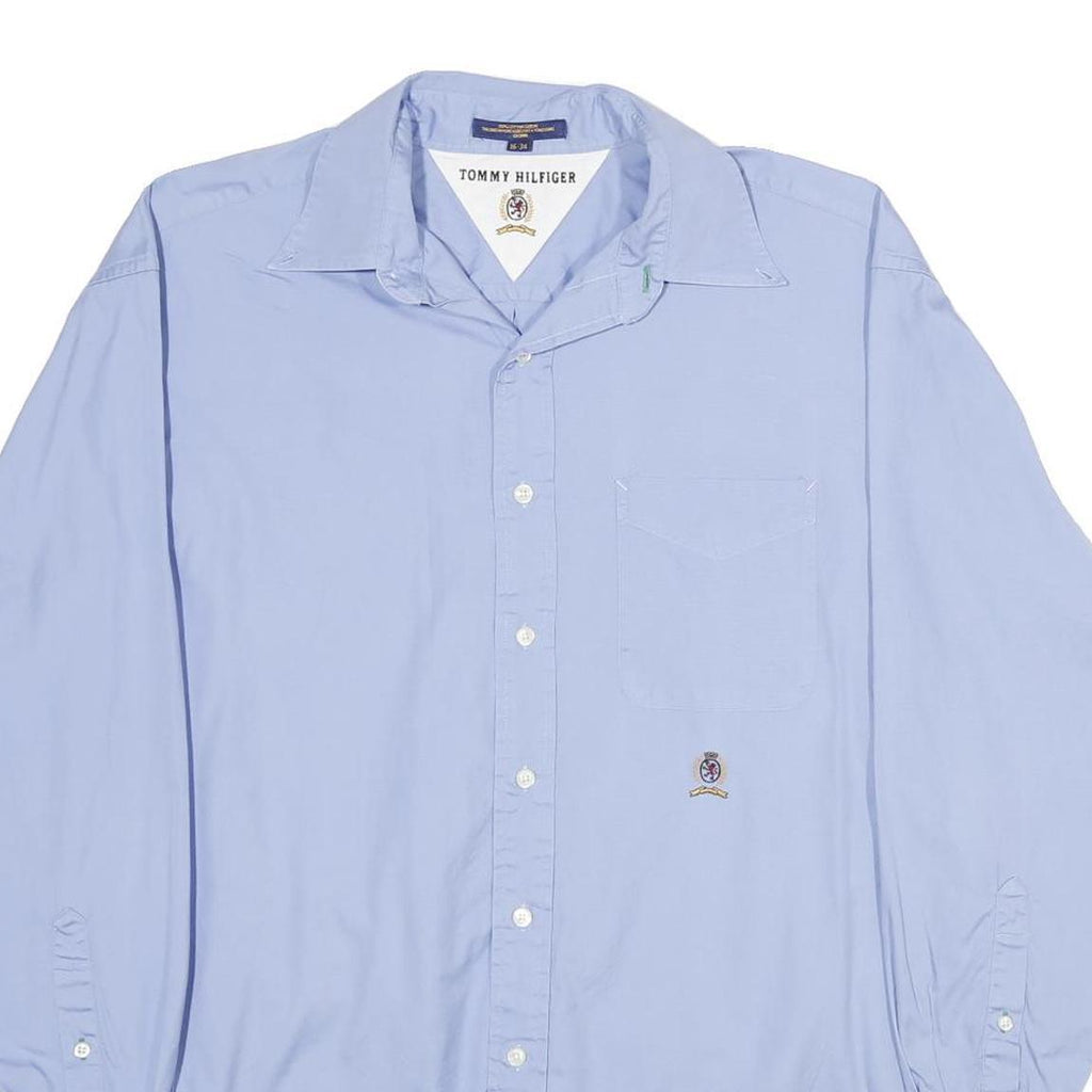 TOMMY HILFIGER Mens Blue Classic Cotton Shirt L Formal Button Long Sleeve