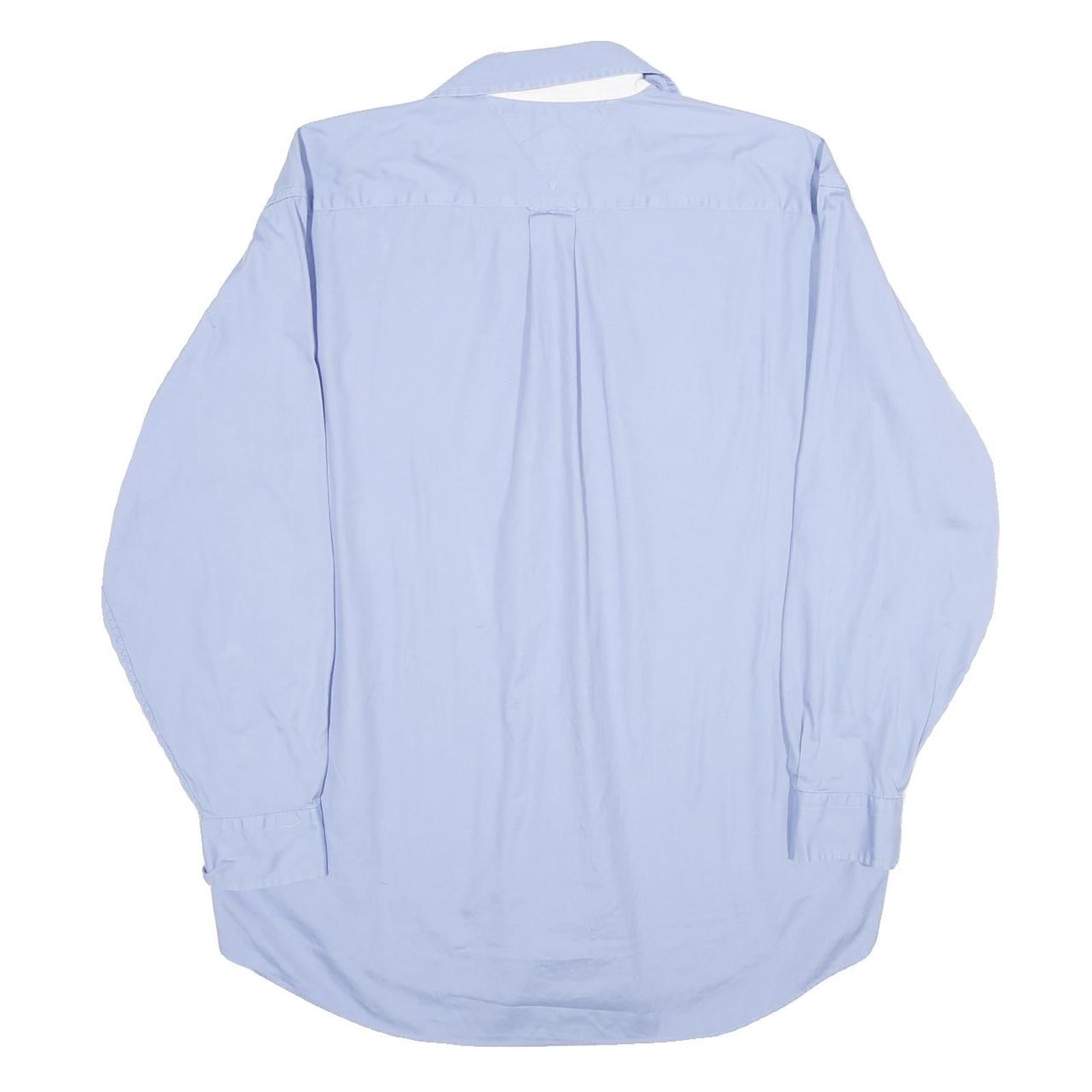 TOMMY HILFIGER Mens Blue Classic Cotton Shirt L Formal Button Long Sleeve