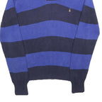 POLO RALPH LAUREN Boys Navy & Blue Striped Pattern Shawl Collar Chunky Knit
