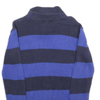POLO RALPH LAUREN Boys Navy & Blue Striped Pattern Shawl Collar Chunky Knit