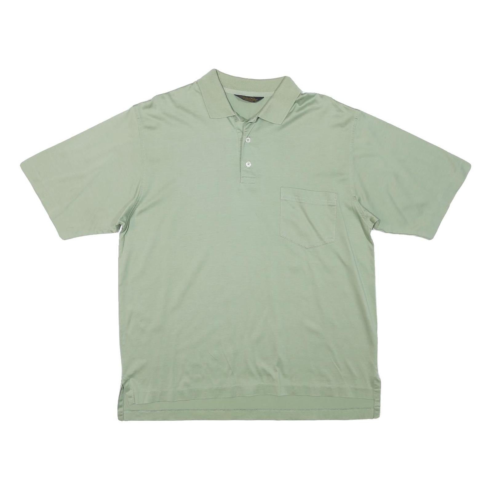 BROOKS BROTHERS Mens Green M Polo Shirt Cotton Blend Short Sleeve Plain Pocket