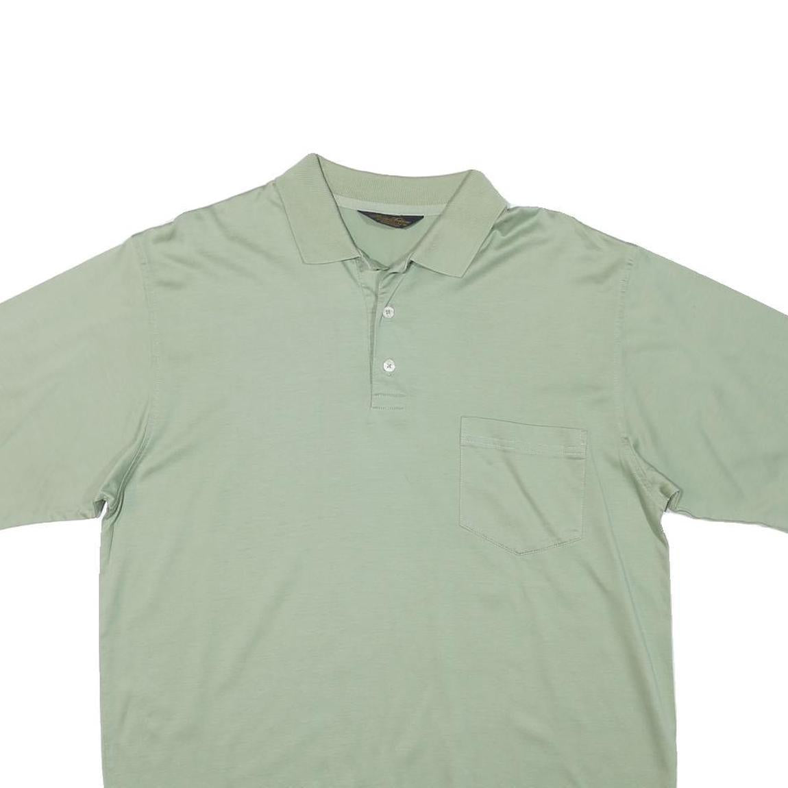 BROOKS BROTHERS Mens Green M Polo Shirt Cotton Blend Short Sleeve Plain Pocket