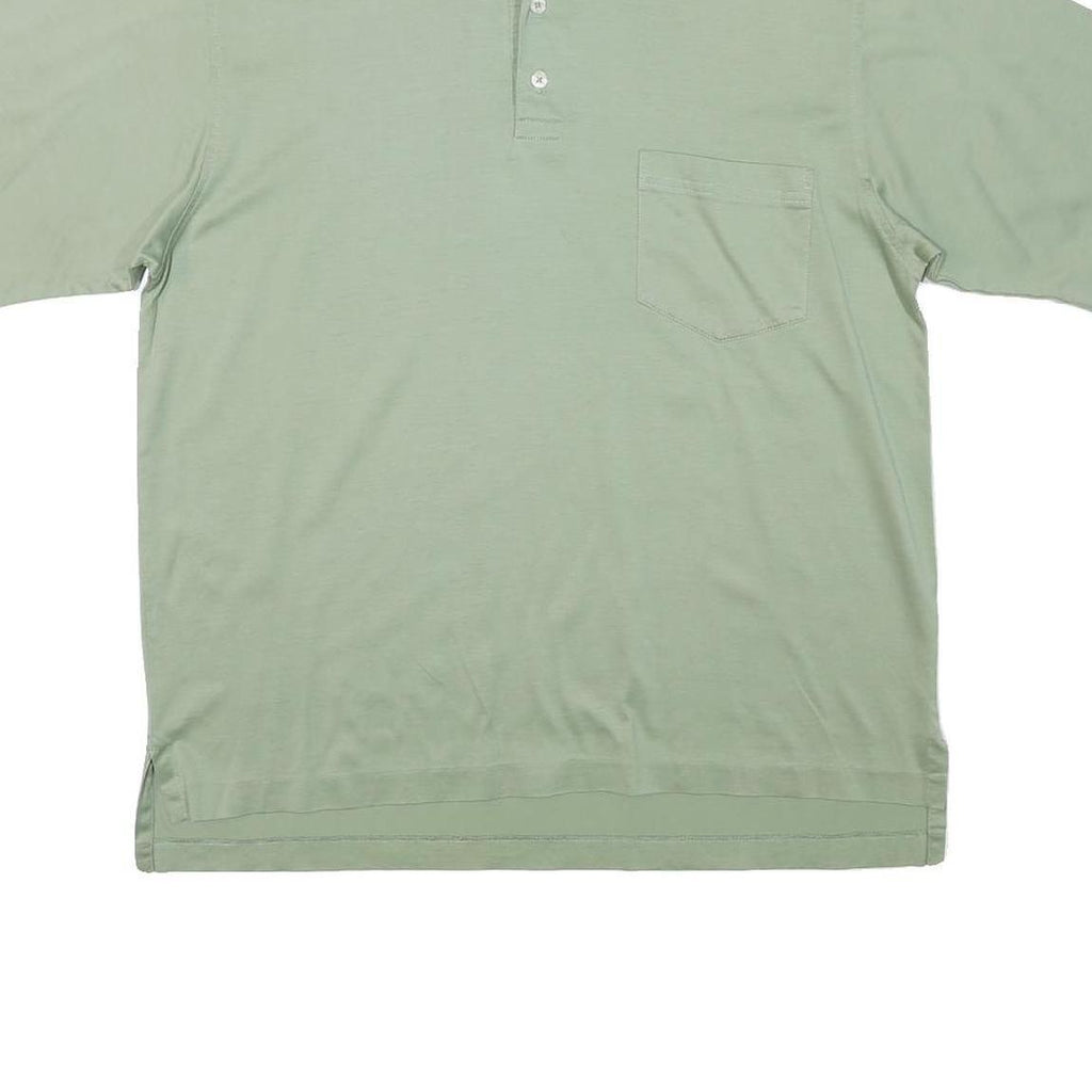 BROOKS BROTHERS Mens Green M Polo Shirt Cotton Blend Short Sleeve Plain Pocket