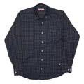 TOMMY HILFIGER Mens Navy & Beige Pattern Shirt L Cotton Long Sleeve Casual