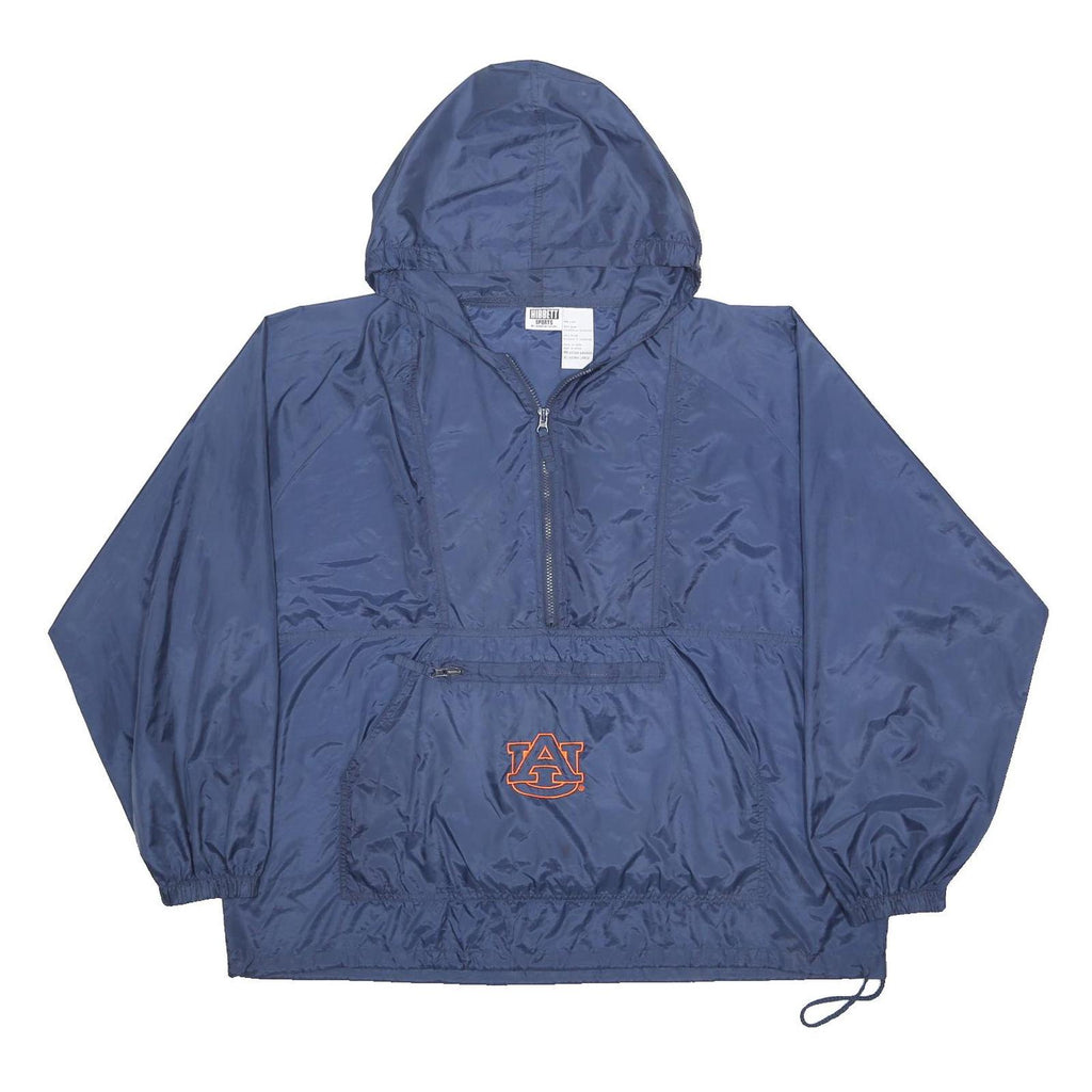 HIBBETT SPORTS Mens Blue Nylon Pullover Jacket XL Hooded Zip Pocket Light Weight