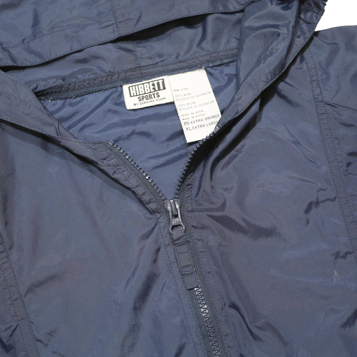 HIBBETT SPORTS Mens Blue Nylon Pullover Jacket XL Hooded Zip Pocket Light Weight