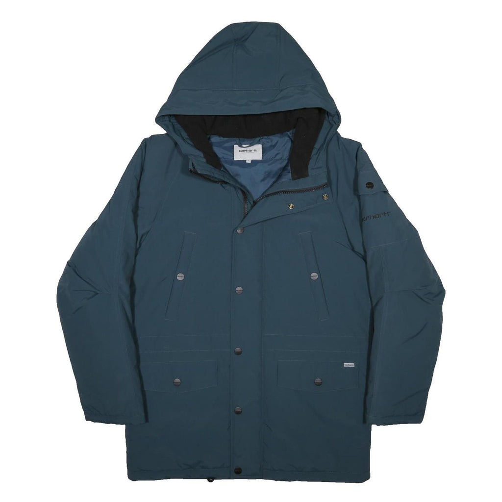 CARHARTT WIP Mens Blue Zip Hooded Nylon Jacket S Casual Outdoor Winter