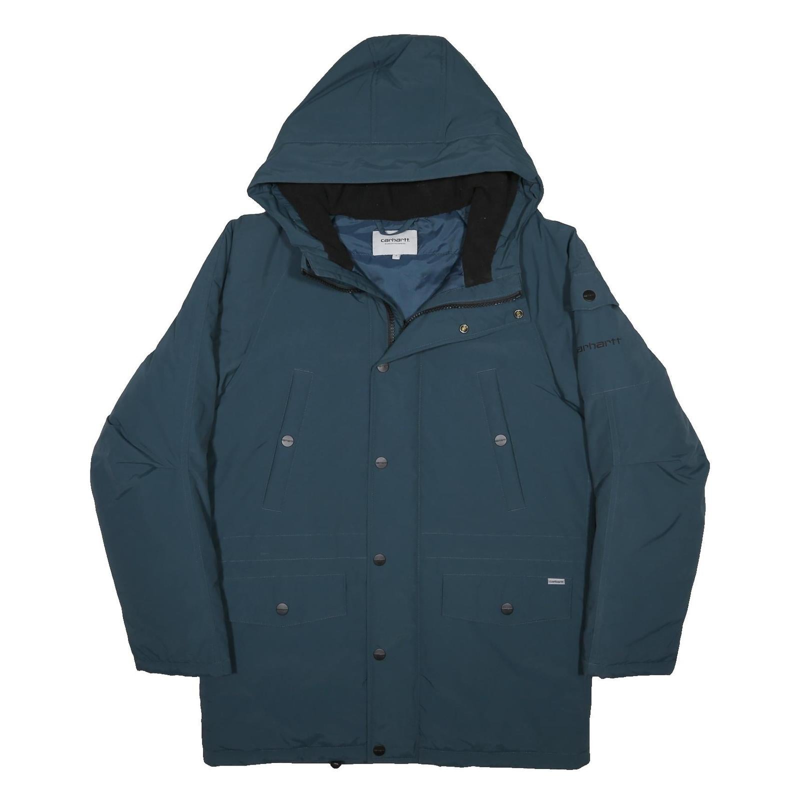 CARHARTT WIP Mens Blue Zip Hooded Nylon Jacket S Casual Outdoor Winter