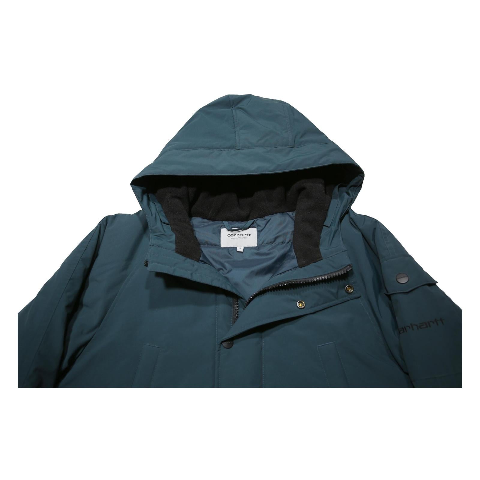 CARHARTT WIP Mens Blue Zip Hooded Nylon Jacket S Casual Outdoor Winter
