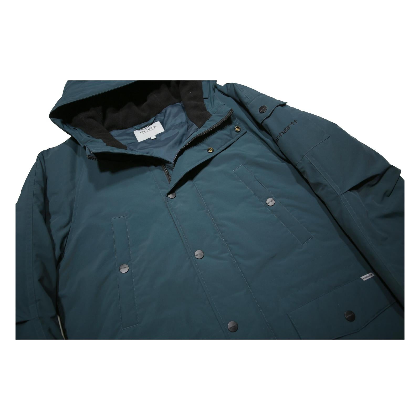 CARHARTT WIP Mens Blue Zip Hooded Nylon Jacket S Casual Outdoor Winter