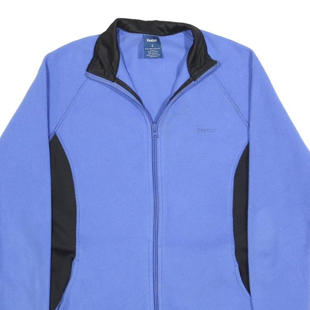 REEBOK Womens Blue & Black Zip Jacket S Polyester Sport Casual Activewear