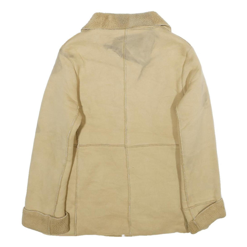 PENMAN'S Womens Beige Button Jacket S Polyester Shearling Collar Cuffs Casual