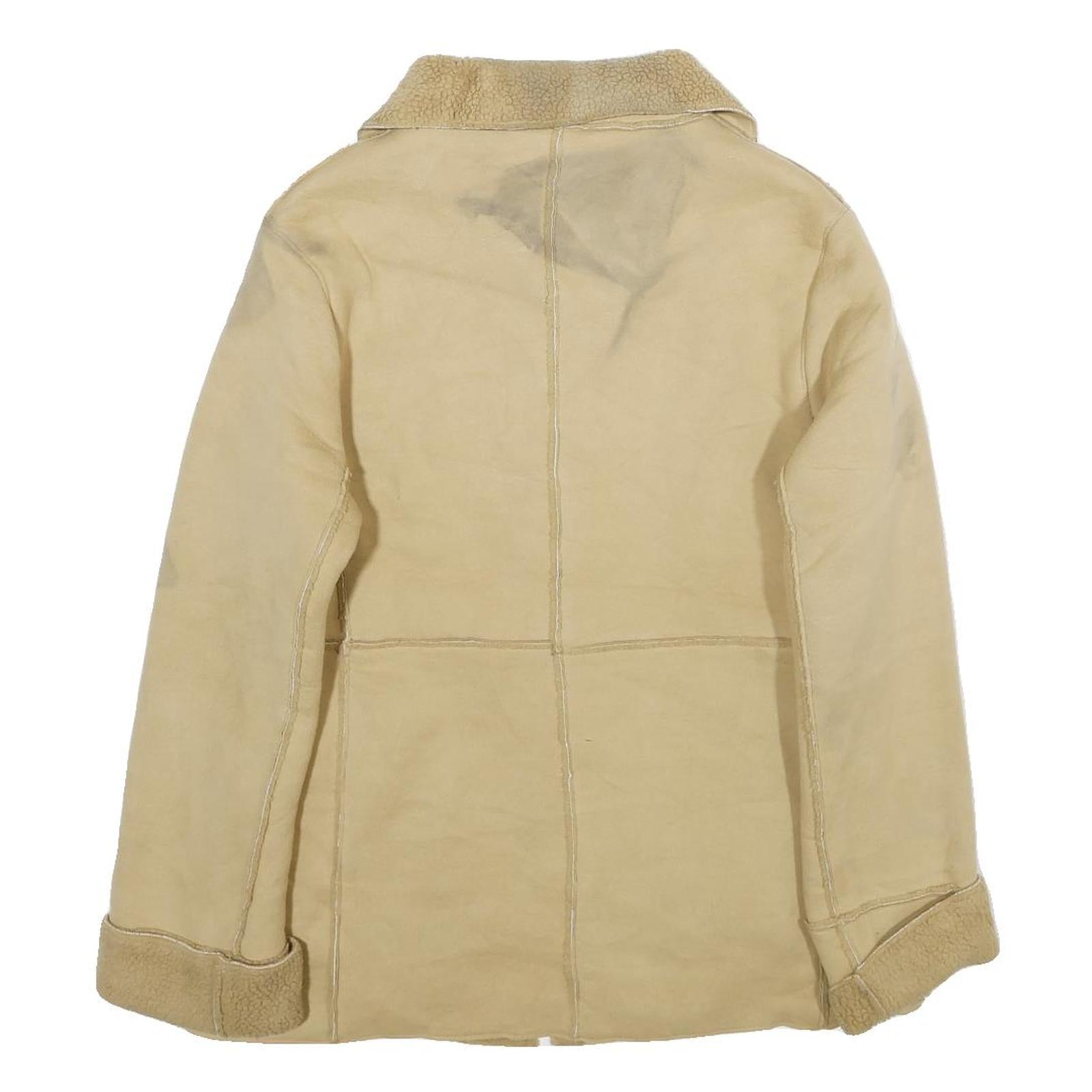 PENMAN'S Womens Beige Button Jacket S Polyester Shearling Collar Cuffs Casual