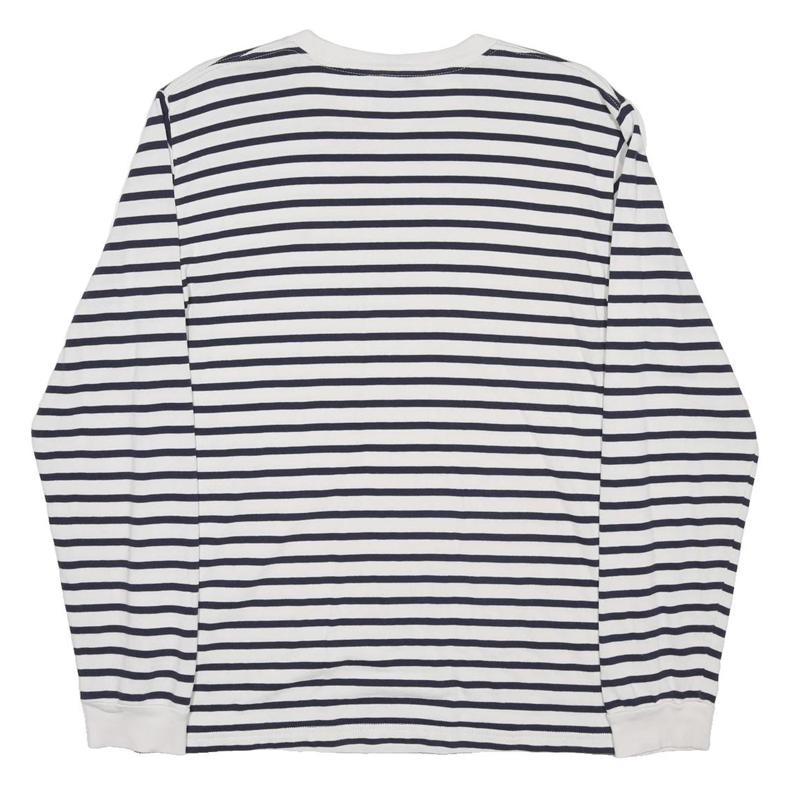 CARHARTT Mens White & Black Striped Long Sleeve Crew Neck T-Shirt M Cotton