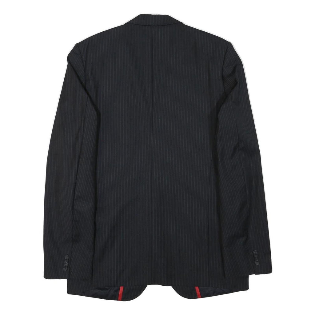 HUGO Mens Black Pinstripe Tailored Wool Jacket M Button Formal Wear