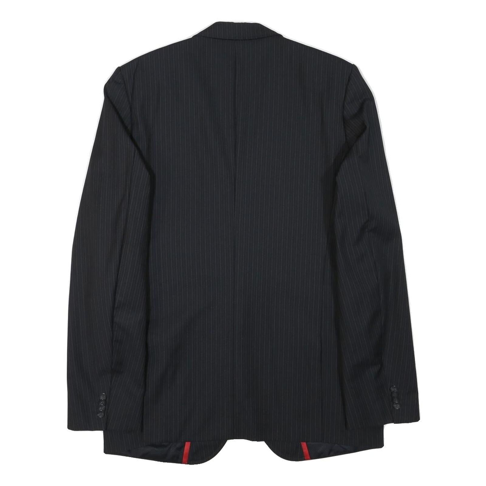 HUGO Mens Black Pinstripe Tailored Wool Jacket M Button Formal Wear