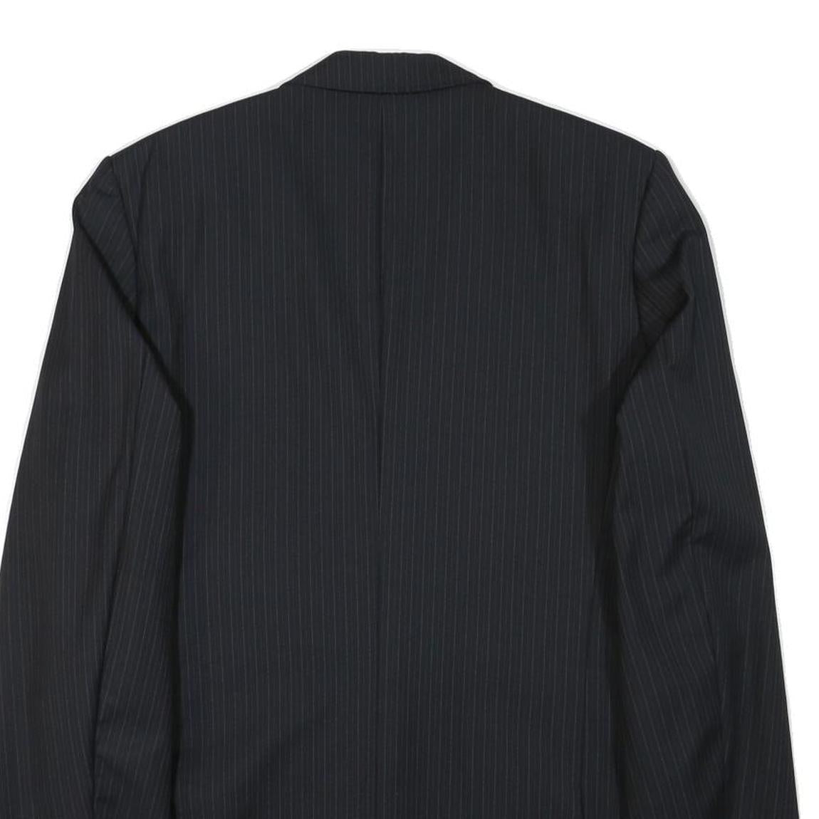 HUGO Mens Black Pinstripe Tailored Wool Jacket M Button Formal Wear