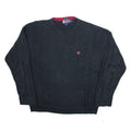 CHAPS Mens Patterned Jumper Black Herringbone Tight Knit L